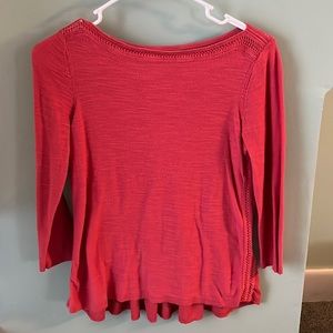 LOFT knit top with crochet accents